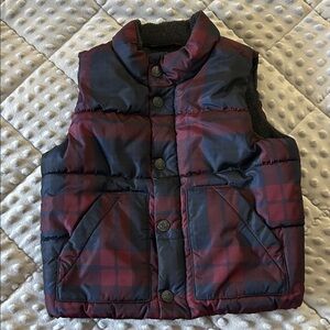 GAP Burgundy and Dark Blue/Black Checkered Vest